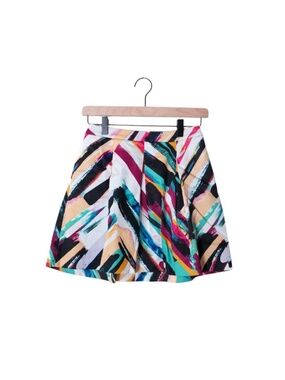 H&M Multi Color Paint Stroke Abstract Pleated Skirt Pockets
